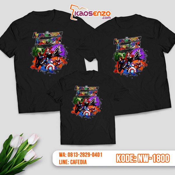 Kaos Couple Keluarga Superhero Avengers | Kaos Ulang Tahun Anak | Kaos Superhero Avengers - NW 1800