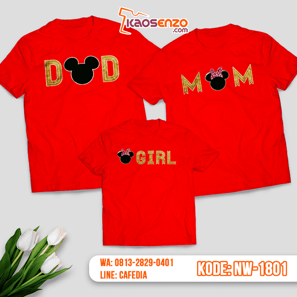 Baju Kaos Couple Keluarga Mickey Minnie Mouse | Kaos Family Custom | Kaos Mickey Minnie Mouse - NW 1801