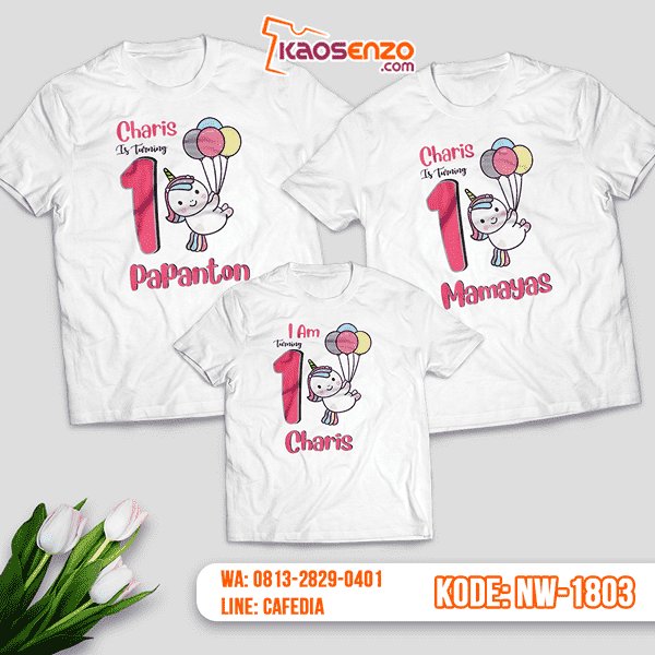 Baju Kaos Couple Keluarga Unicorn | Kaos Ultah Anak | Kaos Unicorn - NW 1803