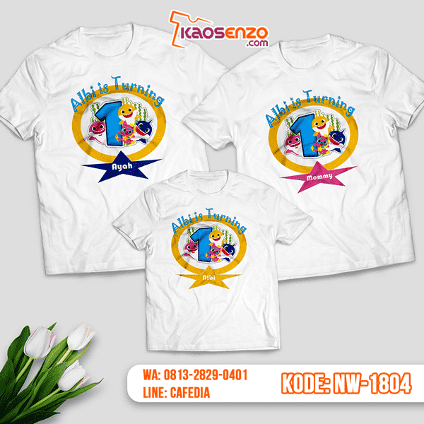 Baju Kaos Couple Keluarga Baby Shark | Kaos Ultah Anak | Kaos Baby Shark - NW 1804