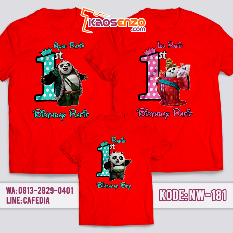 Baju Kaos Couple Keluarga | Baju Kaos Ultah Motif Kungfu Panda