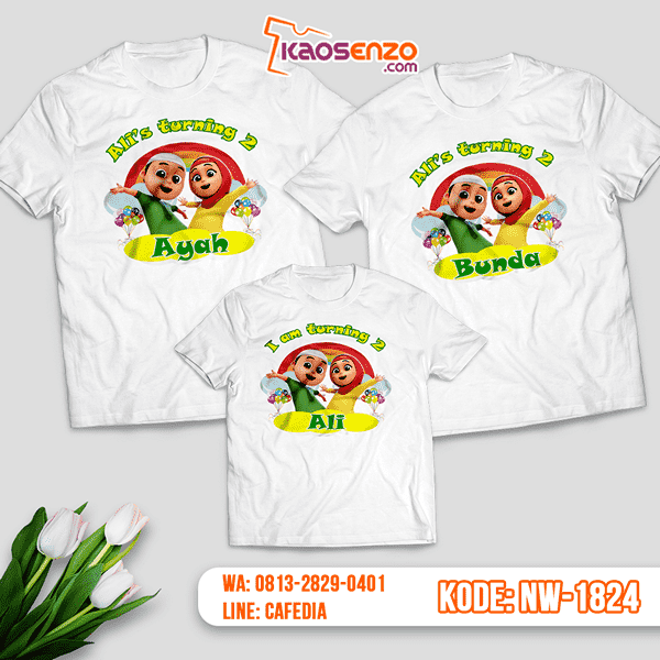 Baju Kaos Couple Keluarga Nussa & Rara | Kaos Ultah Anak | Kaos Nussa & Rara - NW 1824