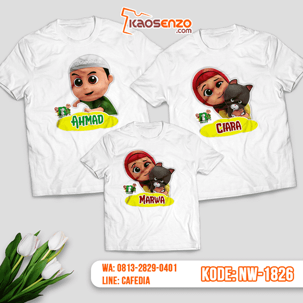 Baju Kaos Couple Keluarga Nussa & Rara | Kaos Family Custom | Kaos Nussa & Rara - NW 1826