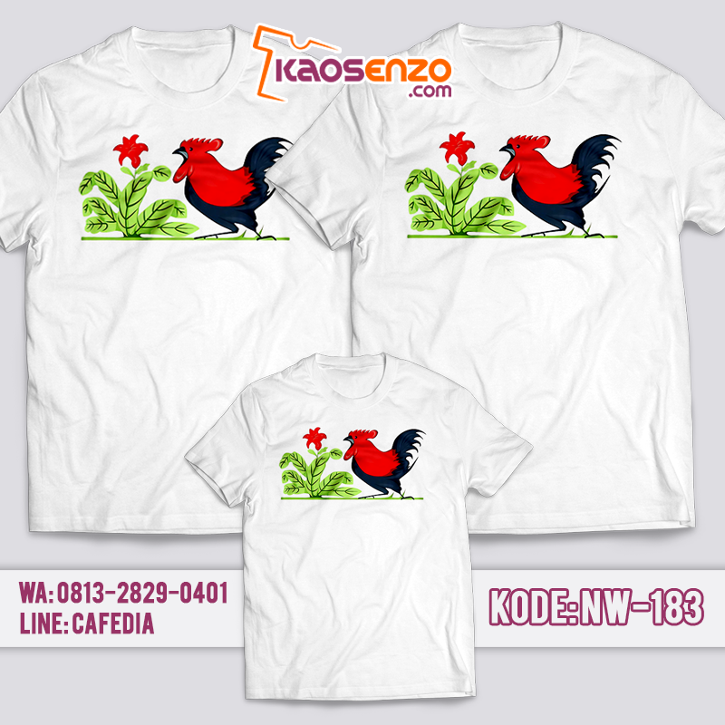 Baju Kaos Couple Keluarga | Baju Kaos Ultah Motif Chicken