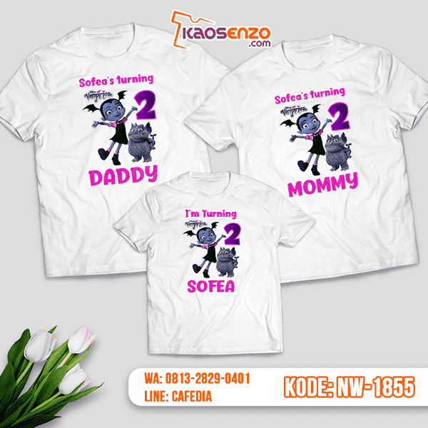 Baju Kaos Couple Keluarga Vampirina | Kaos Ultah Anak | Kaos Vampirina - NW 1855