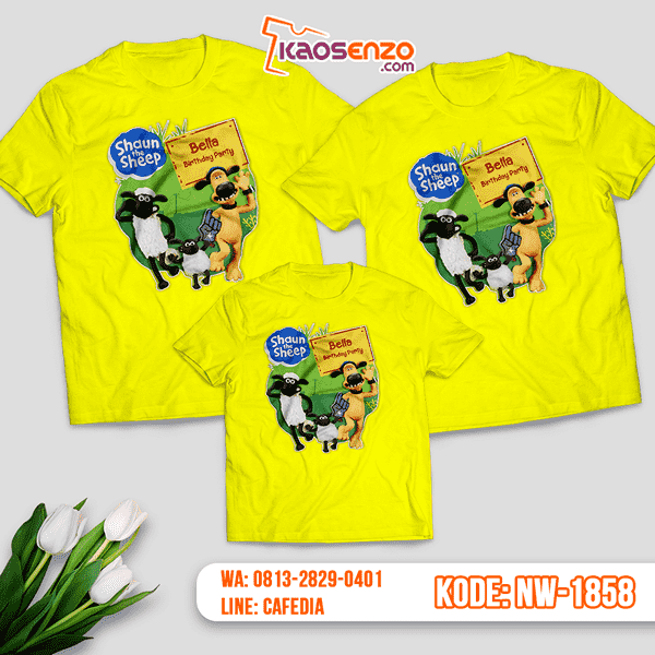 Kaos Couple Keluarga Shaun The Sheep | Kaos Ulang Tahun Anak | Kaos Shaun The Sheep - NW 1858