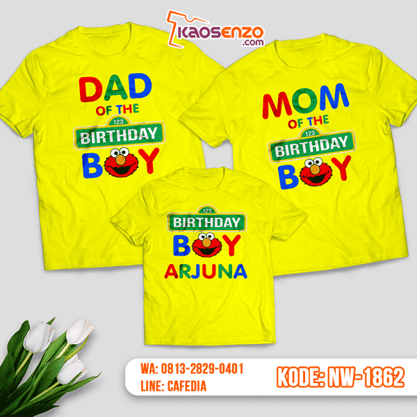 Kaos Couple Keluarga Elmo | Kaos Ulang Tahun Anak | Kaos Elmo - NW 1862