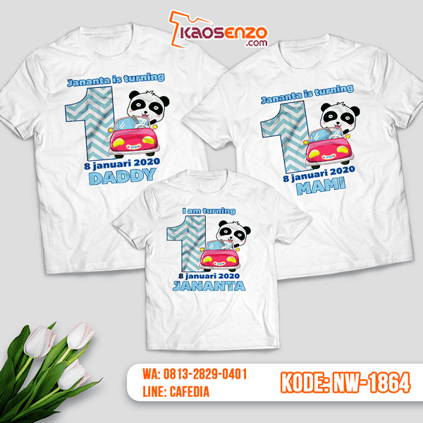 Baju Kaos Couple Keluarga Panda | Kaos Ultah Anak | Kaos Panda - NW 1864