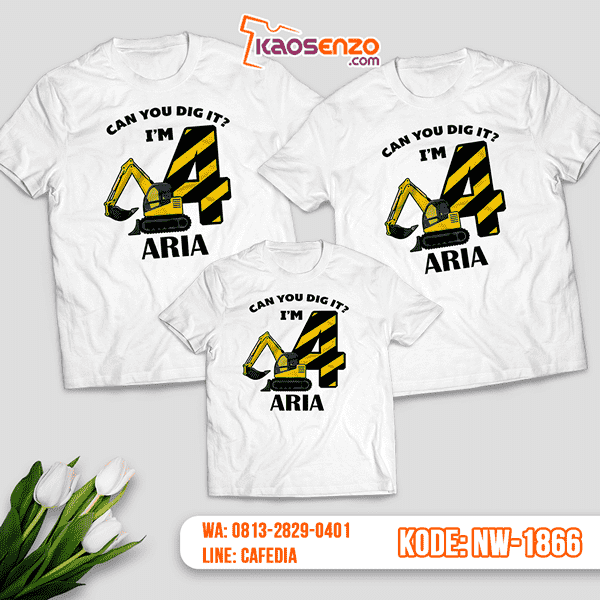 Baju Kaos Couple Keluarga Excavator | Kaos Ultah Anak | Kaos Excavator - NW 1866