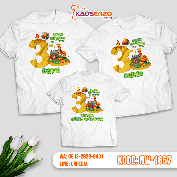 Baju Kaos Couple Keluarga Zoo | Kaos Ultah Anak | Kaos Zoo - NW 1867