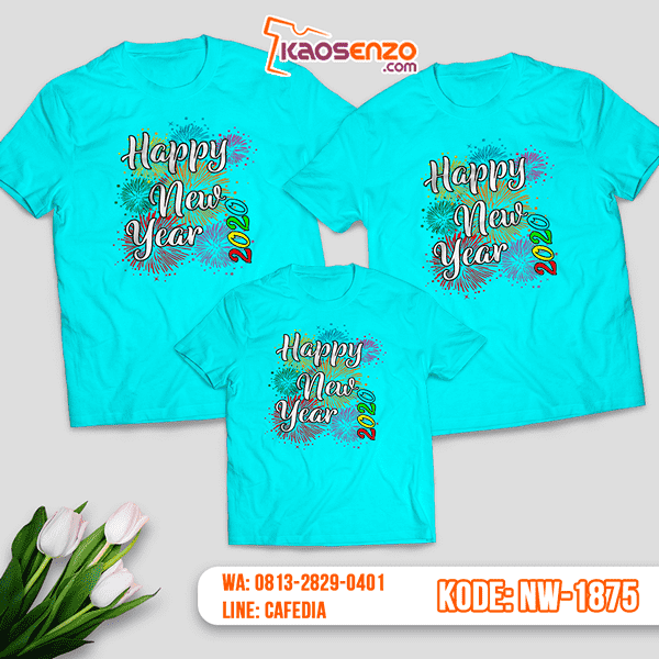 Baju Kaos Couple Keluarga Tahun Baru | Kaos Family Custom | Kaos Tahun Baru - NW 1875