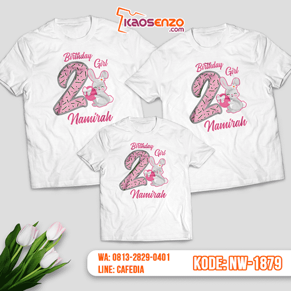 Baju Kaos Couple Keluarga Bunny | Kaos Ultah Anak | Kaos Bunny - NW 1879