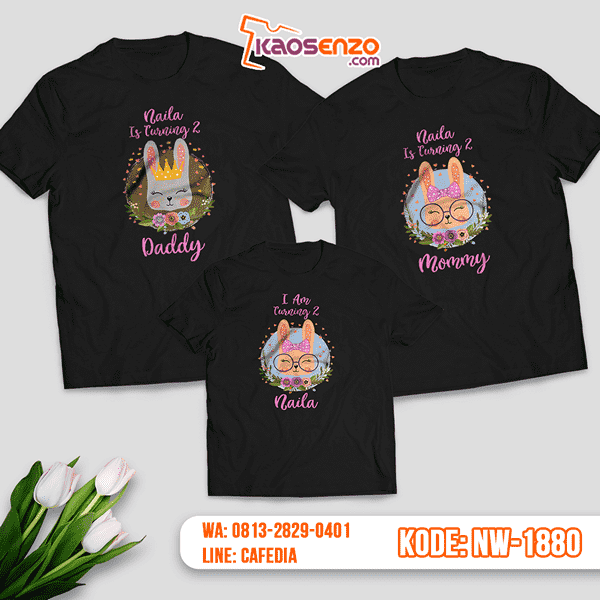 Kaos Couple Keluarga Bunny | Kaos Ulang Tahun Anak | Kaos Bunny - NW 1880