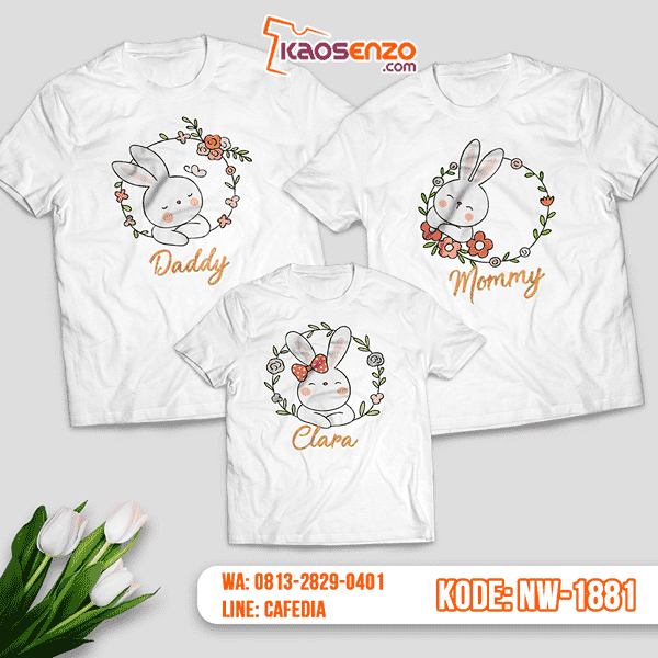 Baju Kaos Couple Keluarga Bunny | Kaos Family Custom | Kaos Bunny - NW 1881