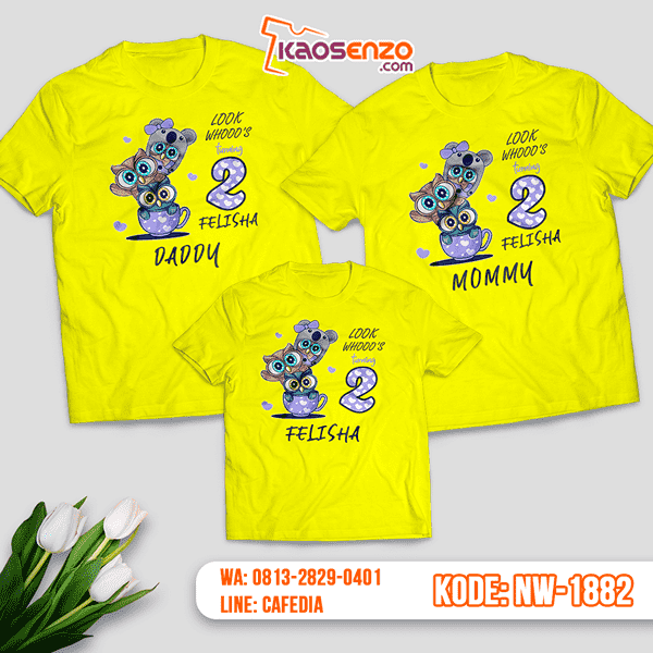 Kaos Couple Keluarga Owl | Kaos Ulang Tahun Anak | Kaos Owl - NW 1882