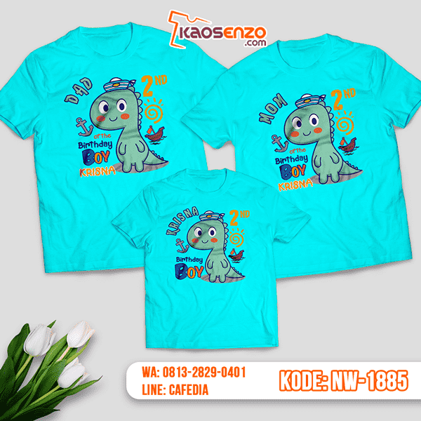 Kaos Couple Keluarga Dinosaurus | Kaos Ulang Tahun Anak | Kaos Dinosaurus - NW 1885