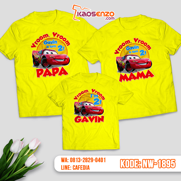 Kaos Couple Keluarga Cars | Kaos Ulang Tahun Anak | Kaos Cars - NW 1895