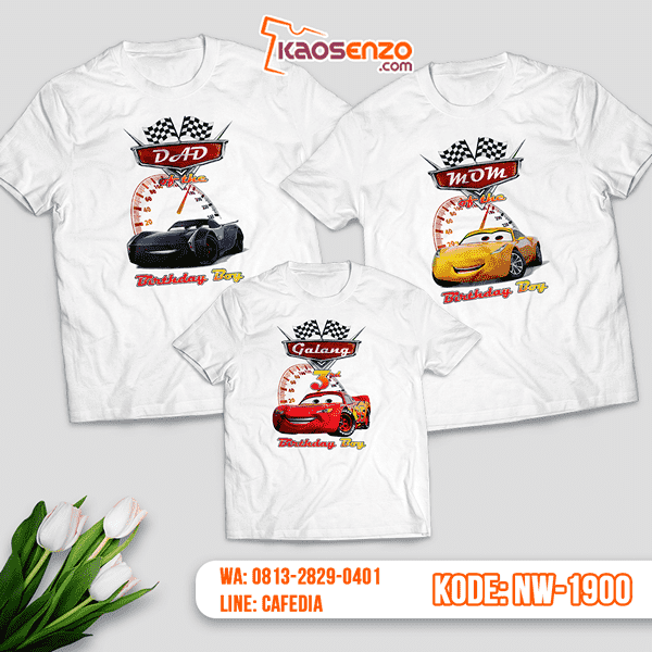 Baju Kaos Couple Keluarga Cars | Kaos Ultah Anak | Kaos Cars - NW 1900