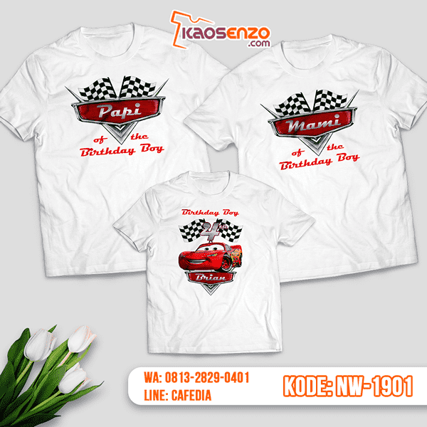 Baju Kaos Couple Keluarga Cars | Kaos Ultah Anak | Kaos Cars - NW 1901