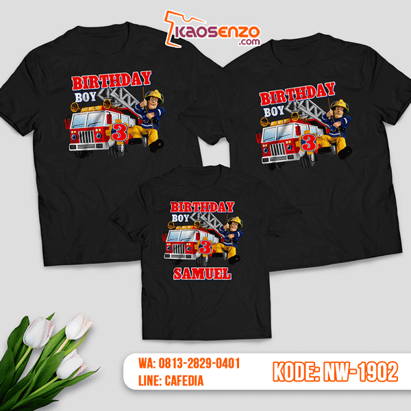 Kaos Couple Keluarga Fireman | Kaos Ulang Tahun Anak | Kaos Fireman - NW 1902