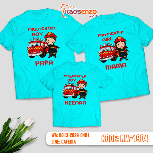 Baju Kaos Couple Keluarga Fireman | Kaos Family Custom | Kaos Fireman - NW 1904