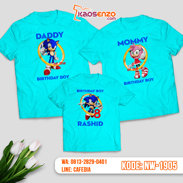 Kaos Couple Keluarga Sonic | Kaos Ulang Tahun Anak | Kaos Sonic - NW 1905