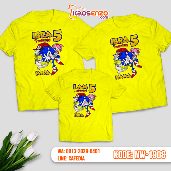 Kaos Couple Keluarga Sonic | Kaos Ulang Tahun Anak | Kaos Sonic - NW 1908