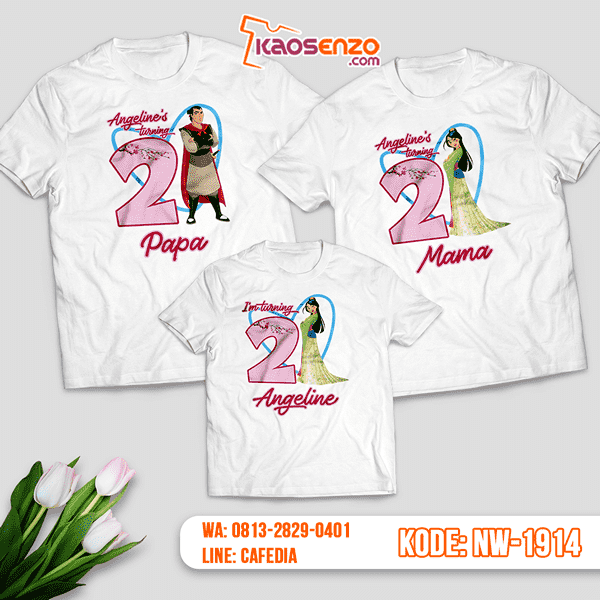 Baju Kaos Couple Keluarga Mulan | Kaos Ultah Anak | Kaos Mulan - NW 1914