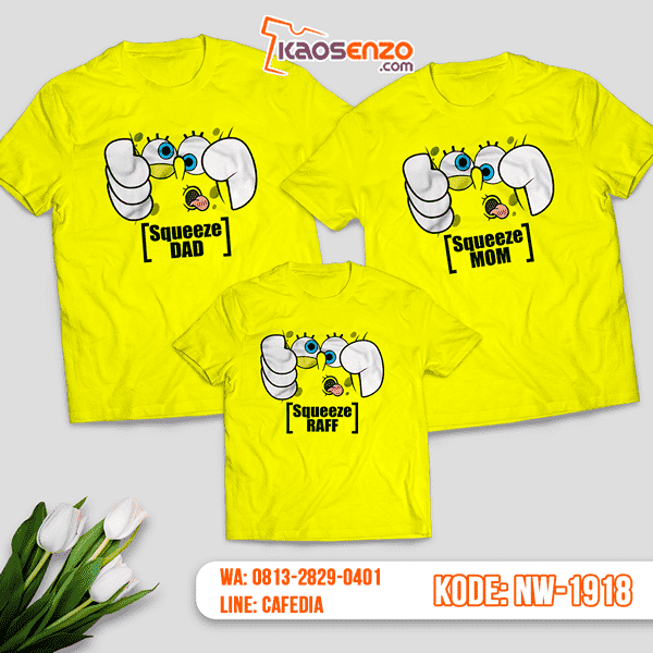 Baju Kaos Couple Keluarga Spongebob | Kaos Family Custom | Kaos Spongebob - NW 1918