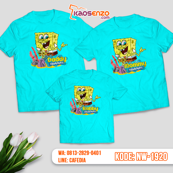 Baju Kaos Couple Keluarga Spongebob | Kaos Family Custom | Kaos Spongebob - NW 1920