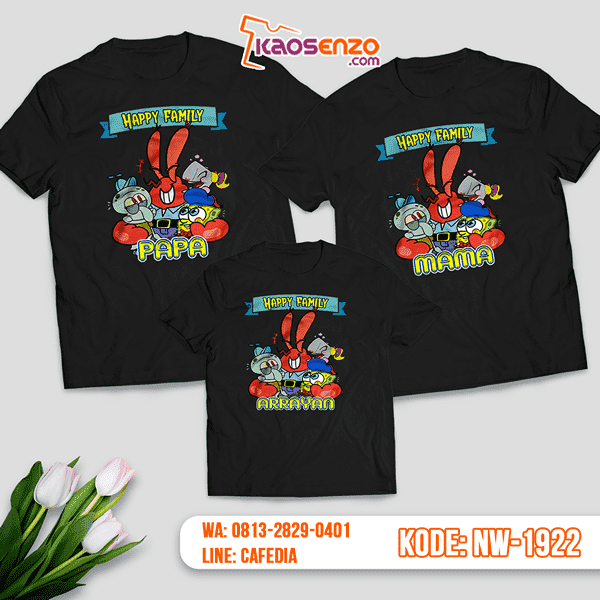 Baju Kaos Couple Keluarga Spongebob | Kaos Family Custom | Kaos Spongebob - NW 1922