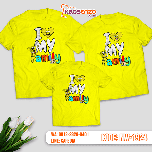 Baju Kaos Couple Keluarga Spongebob | Kaos Family Custom | Kaos Spongebob - NW 1924