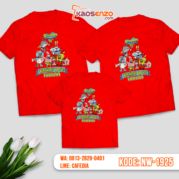 Kaos Couple Keluarga Spongebob | Kaos Ulang Tahun Anak | Kaos Spongebob - NW 1925