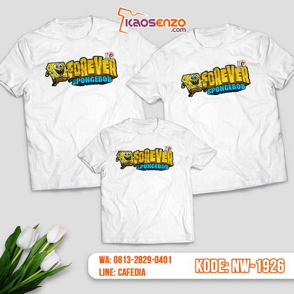 Baju Kaos Couple Keluarga Spongebob | Kaos Family Custom | Kaos Spongebob - NW 1926