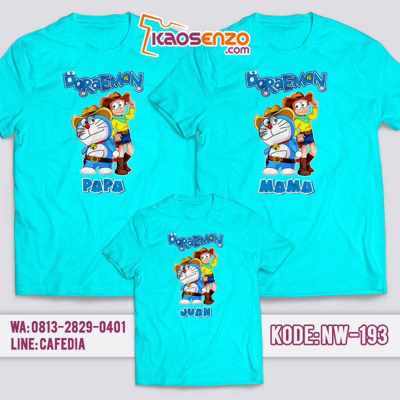 Baju Kaos Couple Keluarga | Baju Kaos Ultah Motif Doraemon