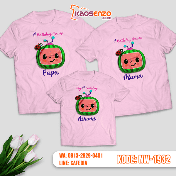 Kaos Couple Keluarga Cocomelon | Kaos Ulang Tahun Anak | Kaos Cocomelon - NW 1932