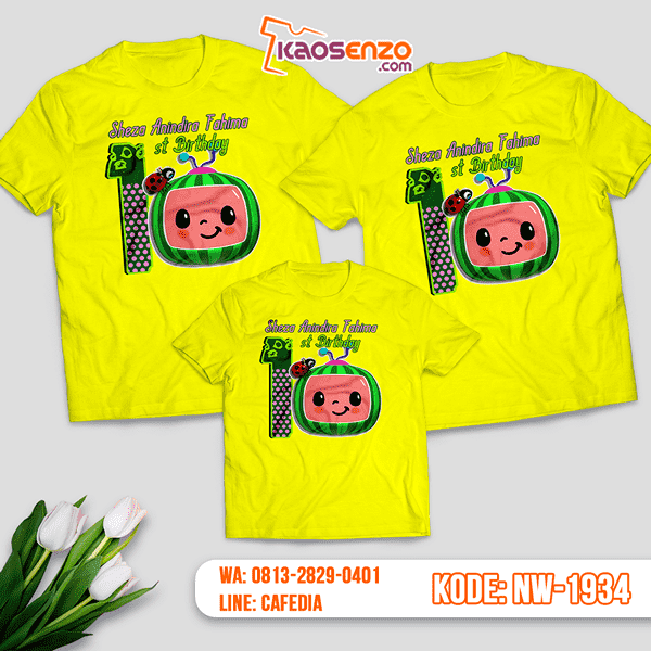 Kaos Couple Keluarga Cocomelon | Kaos Ulang Tahun Anak | Kaos Cocomelon - NW 1934