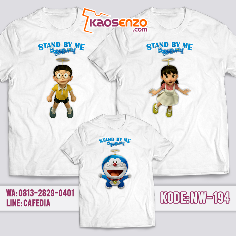 Baju Kaos Couple Keluarga | Baju Kaos Ultah Motif Doraemon