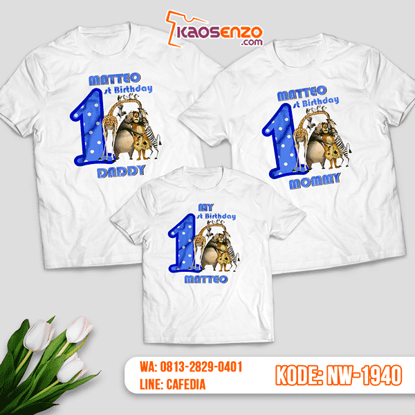 Baju Kaos Couple Keluarga Madagascar | Kaos Ultah Anak | Kaos Madagascar - NW 1940