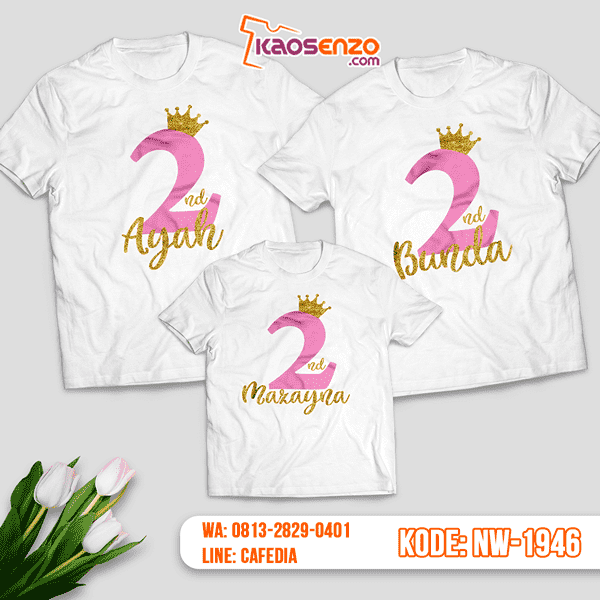 Baju Kaos Couple Keluarga Angka | Kaos Ultah Anak | Kaos Angka - NW 1946