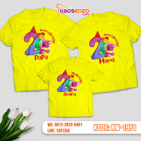 Kaos Couple Keluarga Pinkfong | Kaos Ulang Tahun Anak | Kaos Pinkfong - NW 1951