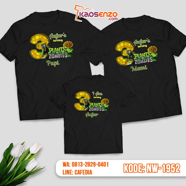 Kaos Couple Keluarga Plant Zombie | Kaos Ulang Tahun Anak | Kaos Plant Zombie - NW 1952