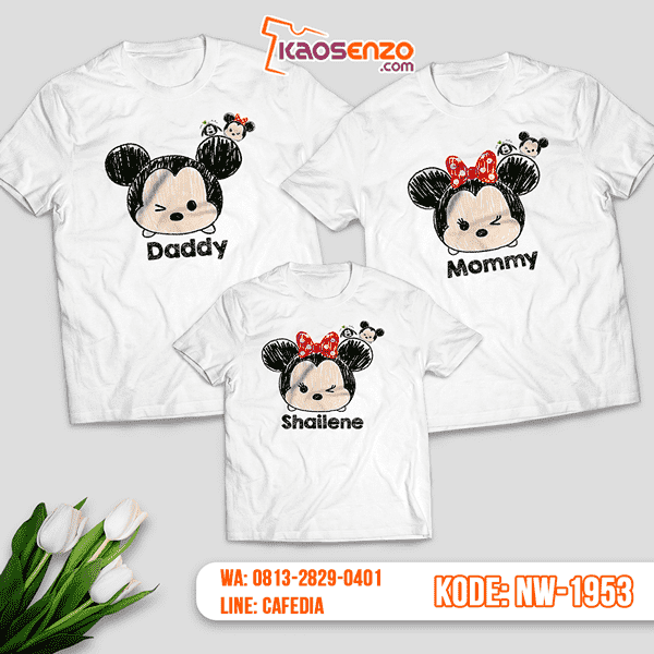 Baju Kaos Couple Keluarga Mickey Tsumtsum | Kaos Family Custom | Kaos Tsumtsum - NW 1953