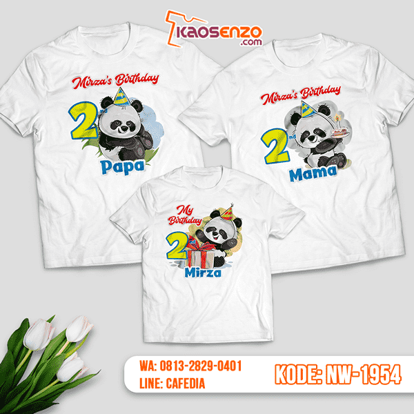 Baju Kaos Couple Keluarga Panda | Kaos Ultah Anak | Kaos Panda - NW 1954