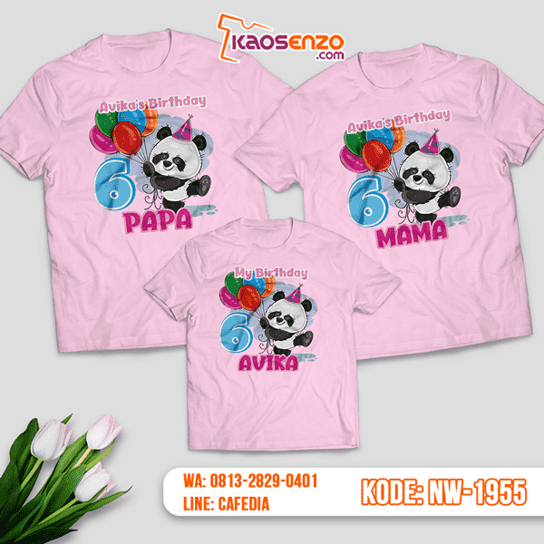 Kaos Couple Keluarga Panda | Kaos Ulang Tahun Anak | Kaos Panda - NW 1955