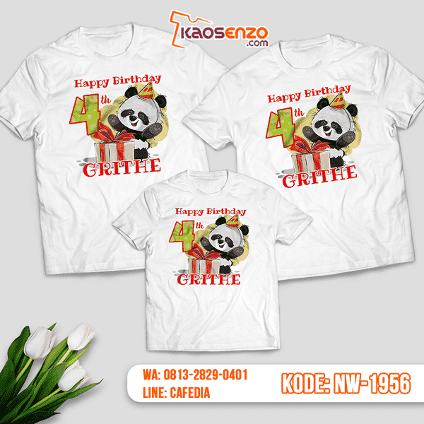 Baju Kaos Couple Keluarga Panda | Kaos Ultah Anak | Kaos Panda - NW 1956