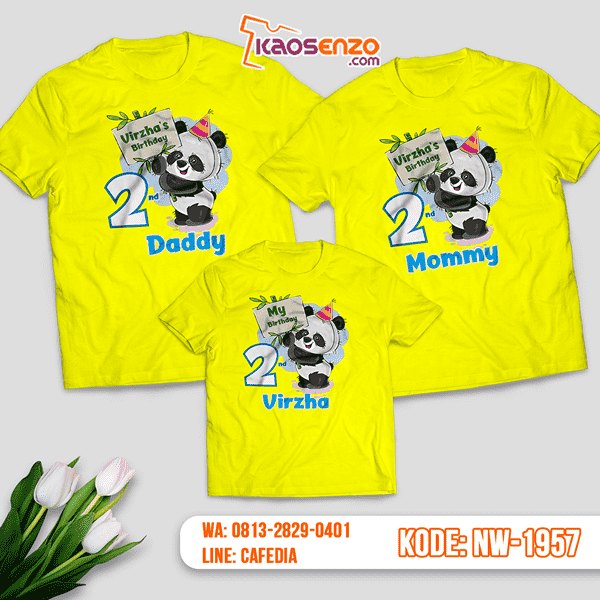 Kaos Couple Keluarga Panda | Kaos Ulang Tahun Anak | Kaos Panda - NW 1957