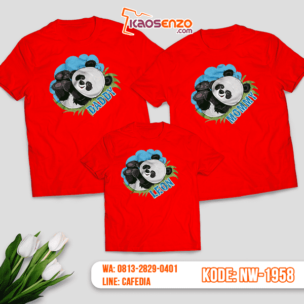 Baju Kaos Couple Keluarga Panda | Kaos Family Custom | Kaos Panda - NW 1958