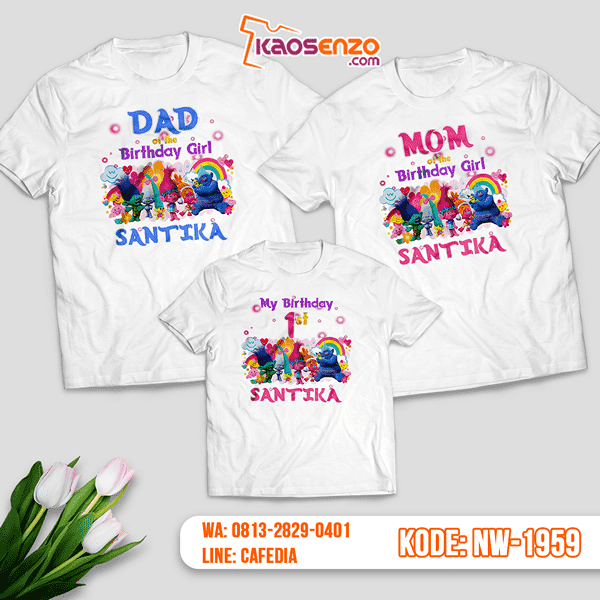 Baju Kaos Couple Keluarga Trolls | Kaos Ultah Anak | Kaos Trolls - NW 1959