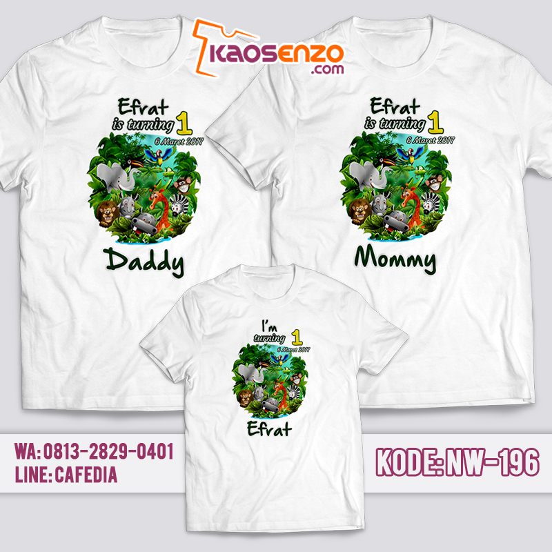 Baju Kaos Couple Keluarga | Baju Kaos Ultah Motif Zoo